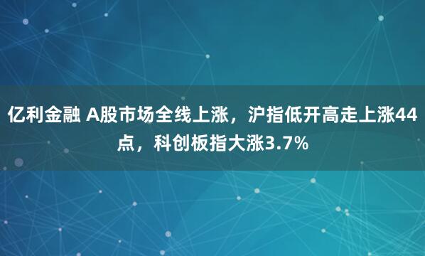 亿利金融 A股市场全线上涨，沪指低开高走上涨44点，科创板指大涨3.7%